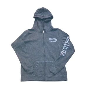 Hollister Women’s embroidered logo full-zip hoodie Size Large | Y2K